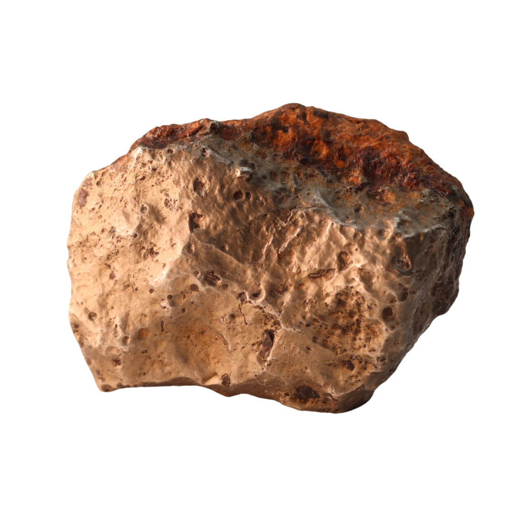 Ungrouped iron meteorite Mdeïné 003 from MBS Meteorite, showing its dark, textured surface and metallic details.