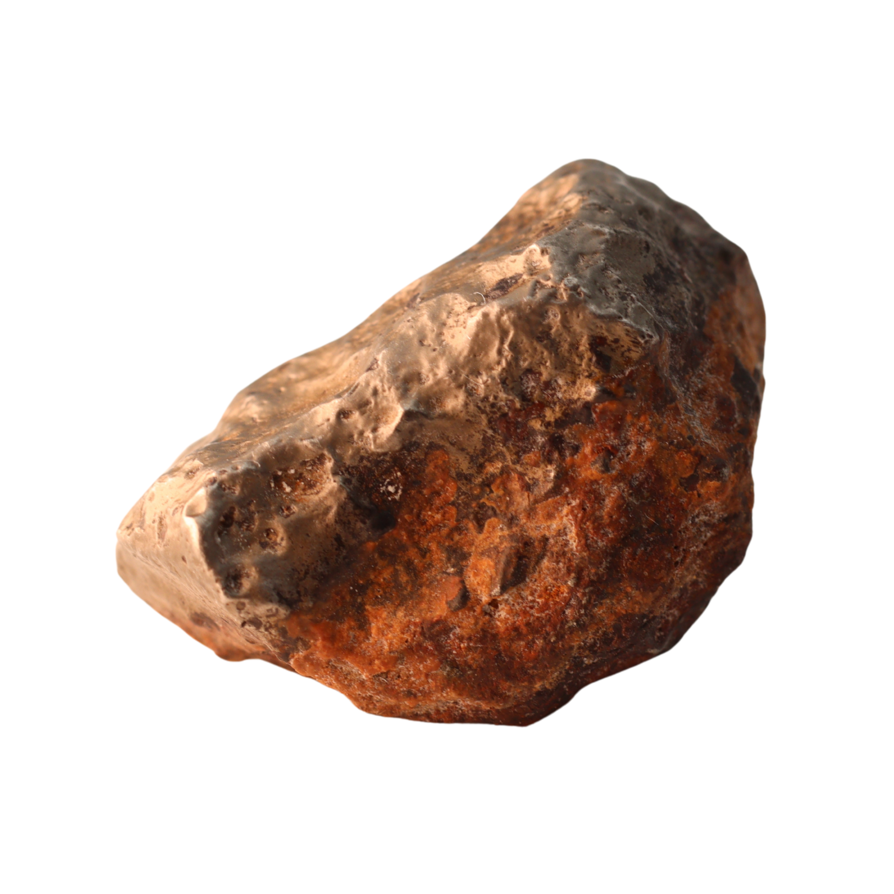 Ungrouped iron meteorite Mdeïné 003 by MBS Meteorite, showing textured, metallic surface with natural crystalline patterns, 24.42g