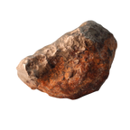 Golden MBS meteorite Mdeïné 003, rare ungrouped iron meteorite with a shiny, textured surface, weighing 24.42g.